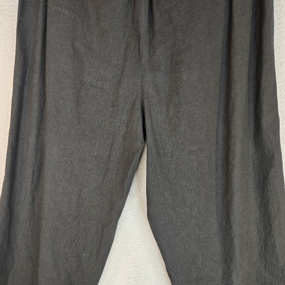 Vince Womems Linen Blend Pants Sz L Black Straight Wide Leg Elastic Back Waist - Picture 9 of 13